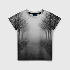Детская футболка 3D с принтом Тропинка в Тюмени, 100% гипоаллергенный полиэфир | прямой крой, круглый вырез горловины, длина до линии бедер, чуть спущенное плечо, ткань немного тянется | Тематика изображения на принте: деревья | дорожка | природа | тропинка | туман