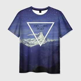 Мужская футболка 3D с принтом MINIMALISM POST#2 в Тюмени, 100% полиэфир | прямой крой, круглый вырез горловины, длина до линии бедер | minimalism | арт | горы | звезды | лес. | минимализм | ночное небо | обои | популярные | природа | снег