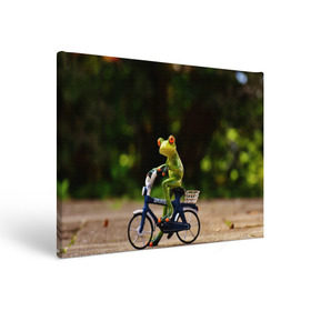 Холст прямоугольный с принтом Лягушка в Тюмени, 100% ПВХ |  | Тематика изображения на принте: велосипед | жаба | животные | лягушка | мини | фигурка