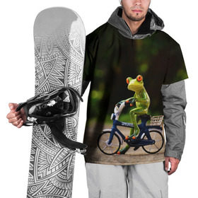 Накидка на куртку 3D с принтом Лягушка в Тюмени, 100% полиэстер |  | Тематика изображения на принте: велосипед | жаба | животные | лягушка | мини | фигурка
