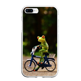 Чехол для iPhone 7Plus/8 Plus матовый с принтом Лягушка в Тюмени, Силикон | Область печати: задняя сторона чехла, без боковых панелей | Тематика изображения на принте: велосипед | жаба | животные | лягушка | мини | фигурка