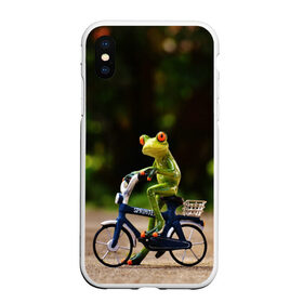 Чехол для iPhone XS Max матовый с принтом Лягушка в Тюмени, Силикон | Область печати: задняя сторона чехла, без боковых панелей | велосипед | жаба | животные | лягушка | мини | фигурка