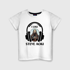 Детская футболка хлопок с принтом I like Steve Aoki в Тюмени, 100% хлопок | круглый вырез горловины, полуприлегающий силуэт, длина до линии бедер | beatport | club | dim mak | dj | edm | electro | house | i like | music | production | radio | steve aoki | techno | top | trance | дискотека | звезда | клуб | любимчик | мне нравится | музыка | музыкант | наушники | продюссер | радио | фестиваль