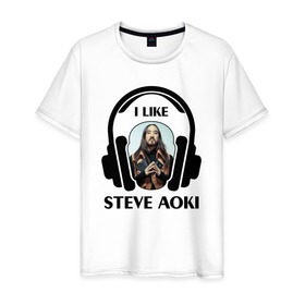 Мужская футболка хлопок с принтом I like Steve Aoki в Тюмени, 100% хлопок | прямой крой, круглый вырез горловины, длина до линии бедер, слегка спущенное плечо. | beatport | club | dim mak | dj | edm | electro | house | i like | music | production | radio | steve aoki | techno | top | trance | дискотека | звезда | клуб | любимчик | мне нравится | музыка | музыкант | наушники | продюссер | радио | фестиваль