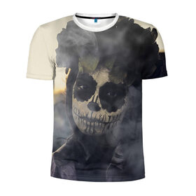 Мужская футболка 3D спортивная с принтом Dia de los muertos в Тюмени, 100% полиэстер с улучшенными характеристиками | приталенный силуэт, круглая горловина, широкие плечи, сужается к линии бедра | девушка | день мёртвых | дым | зомби | мертвец | праздник
