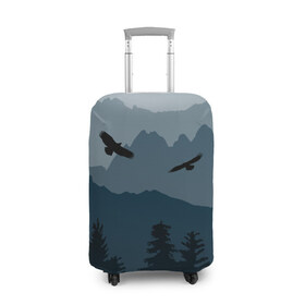 Чехол для чемодана 3D с принтом Простор в Тюмени, 86% полиэфир, 14% спандекс | двустороннее нанесение принта, прорези для ручек и колес | горы | ландшафт | лес | орёл | простор | птицы