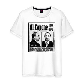 Мужская футболка хлопок с принтом Аль Капоне в Тюмени, 100% хлопок | прямой крой, круглый вырез горловины, длина до линии бедер, слегка спущенное плечо. | al capone | аль капоне | гангстер | мафия | чикаго