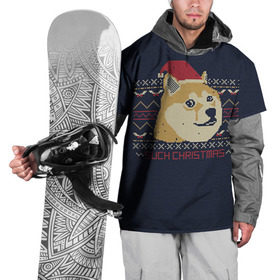 Накидка на куртку 3D с принтом Новогодний свитер Doge в Тюмени, 100% полиэстер |  | 2017 | new year | акита | год | мем | новогодний | новый | сиба ину