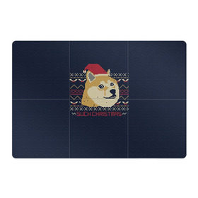 Магнитный плакат 3Х2 с принтом Новогодний свитер Doge в Тюмени, Полимерный материал с магнитным слоем | 6 деталей размером 9*9 см | 2017 | new year | акита | год | мем | новогодний | новый | сиба ину