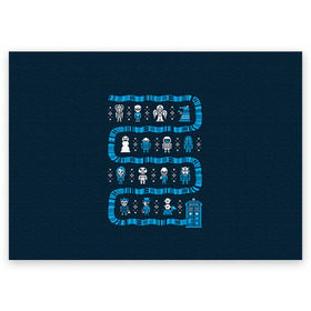 Поздравительная открытка с принтом Новогодний свитер Доктор Кто в Тюмени, 100% бумага | плотность бумаги 280 г/м2, матовая, на обратной стороне линовка и место для марки
 | Тематика изображения на принте: 2017 | new year | год | доктор | кто | новогодний | новый | петух | петушок