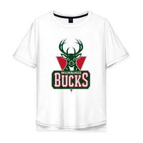 Мужская футболка хлопок Oversize с принтом Milwaukee Bucks в Тюмени, 100% хлопок | свободный крой, круглый ворот, “спинка” длиннее передней части | Тематика изображения на принте: 