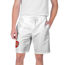Мужские шорты 3D с принтом Арсенал в Тюмени,  полиэстер 100% | прямой крой, два кармана без застежек по бокам. Мягкая трикотажная резинка на поясе, внутри которой широкие завязки. Длина чуть выше колен | Тематика изображения на принте: 
