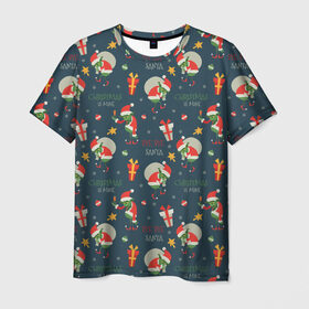 Мужская футболка 3D с принтом Гринч в Тюмени, 100% полиэфир | прямой крой, круглый вырез горловины, длина до линии бедер | ангел | ёлка | ель | зима | колокольчик | нг | новый год | олень | рождество | санта | снег
