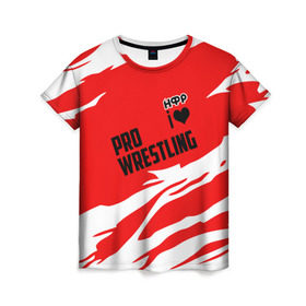 Женская футболка 3D с принтом НФР: I Love Pro Wrestling в Тюмени, 100% полиэфир ( синтетическое хлопкоподобное полотно) | прямой крой, круглый вырез горловины, длина до линии бедер | danger zone | iwf | wrestling | нфр | опасная зона | реслинг | рестлинг