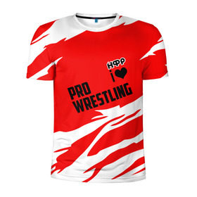 Мужская футболка 3D спортивная с принтом НФР: I Love Pro Wrestling в Тюмени, 100% полиэстер с улучшенными характеристиками | приталенный силуэт, круглая горловина, широкие плечи, сужается к линии бедра | danger zone | iwf | wrestling | нфр | опасная зона | реслинг | рестлинг