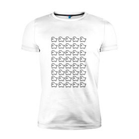 Мужская футболка премиум с принтом Undertale doge в Тюмени, 92% хлопок, 8% лайкра | приталенный силуэт, круглый вырез ворота, длина до линии бедра, короткий рукав | Тематика изображения на принте: андертейл | подземелье | собака