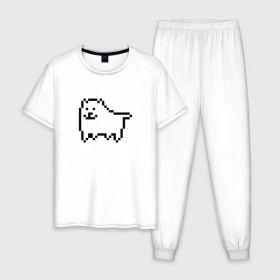 Мужская пижама хлопок с принтом Undertale game doge в Тюмени, 100% хлопок | брюки и футболка прямого кроя, без карманов, на брюках мягкая резинка на поясе и по низу штанин
 | dog | андертейл | подземелье | собака