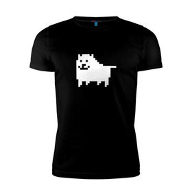 Мужская футболка премиум с принтом Undertale game doge в Тюмени, 92% хлопок, 8% лайкра | приталенный силуэт, круглый вырез ворота, длина до линии бедра, короткий рукав | Тематика изображения на принте: dog | андертейл | подземелье | собака