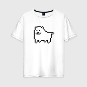 Женская футболка хлопок Oversize с принтом Undertale game doge в Тюмени, 100% хлопок | свободный крой, круглый ворот, спущенный рукав, длина до линии бедер
 | dog | андертейл | подземелье | собака