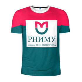 Мужская футболка 3D спортивная с принтом РНИМУ в Тюмени, 100% полиэстер с улучшенными характеристиками | приталенный силуэт, круглая горловина, широкие плечи, сужается к линии бедра | врач | врачи | доктор | профессии | профессия | работа | хирург