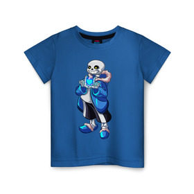 Детская футболка хлопок с принтом Sans в Тюмени, 100% хлопок | круглый вырез горловины, полуприлегающий силуэт, длина до линии бедер | sans | undertale