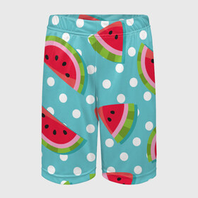 Детские спортивные шорты 3D с принтом Арбузный рай в Тюмени,  100% полиэстер
 | пояс оформлен широкой мягкой резинкой, ткань тянется
 | berry | eat | fruit | pattern | sweet | watermelon | арбуз | еда | сладость | узор | фрукт | ягода
