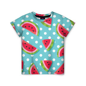 Детская футболка 3D с принтом Арбузный рай в Тюмени, 100% гипоаллергенный полиэфир | прямой крой, круглый вырез горловины, длина до линии бедер, чуть спущенное плечо, ткань немного тянется | Тематика изображения на принте: berry | eat | fruit | pattern | sweet | watermelon | арбуз | еда | сладость | узор | фрукт | ягода