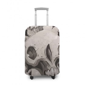 Чехол для чемодана 3D с принтом Skull kamo в Тюмени, 86% полиэфир, 14% спандекс | двустороннее нанесение принта, прорези для ручек и колес | helloween | skull | tumblr | хелоуин | череп