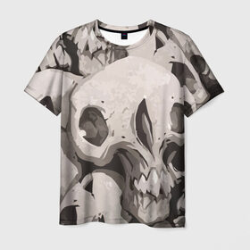 Мужская футболка 3D с принтом Skull kamo в Тюмени, 100% полиэфир | прямой крой, круглый вырез горловины, длина до линии бедер | Тематика изображения на принте: helloween | skull | tumblr | хелоуин | череп