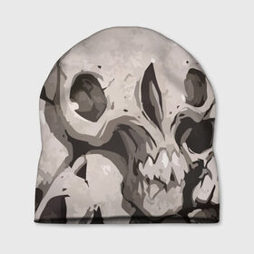 Шапка 3D с принтом Skull kamo в Тюмени, 100% полиэстер | универсальный размер, печать по всей поверхности изделия | helloween | skull | tumblr | хелоуин | череп