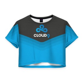 Женская футболка 3D укороченная с принтом Cloud 9 Uniform в Тюмени, 100% полиэстер | круглая горловина, длина футболки до линии талии, рукава с отворотами | Тематика изображения на принте: counter strike | cs go | swat | terrorist | контр страйк | кс го | спецназ