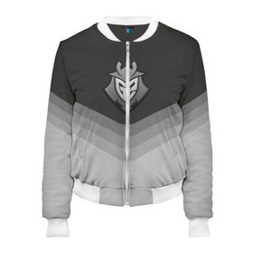 Женский бомбер 3D с принтом G2 Esports Uniform в Тюмени, 100% полиэстер | застегивается на молнию, по бокам два кармана без застежек, мягкие манжеты, по низу бомбера и на воротнике — эластичная резинка | Тематика изображения на принте: counter strike | cs go | g2 esports | swat | terrorist | г2 еспорт | контр страйк | кс го | спецназ