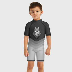 Детский купальный костюм 3D с принтом G2 Esports Uniform в Тюмени, Полиэстер 85%, Спандекс 15% | застежка на молнии на спине | counter strike | cs go | g2 esports | swat | terrorist | г2 еспорт | контр страйк | кс го | спецназ