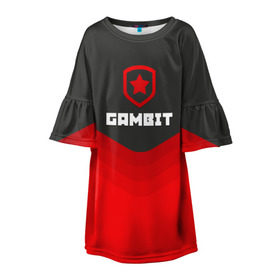 Детское платье 3D с принтом Gambit Gaming Uniform в Тюмени, 100% полиэстер | прямой силуэт, чуть расширенный к низу. Круглая горловина, на рукавах — воланы | Тематика изображения на принте: counter strike | cs go | gambit | swat | terrorist | гамбит | контр страйк | кс го | спецназ