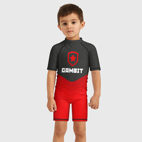 Детский купальный костюм 3D с принтом Gambit Gaming Uniform в Тюмени, Полиэстер 85%, Спандекс 15% | застежка на молнии на спине | Тематика изображения на принте: counter strike | cs go | gambit | swat | terrorist | гамбит | контр страйк | кс го | спецназ