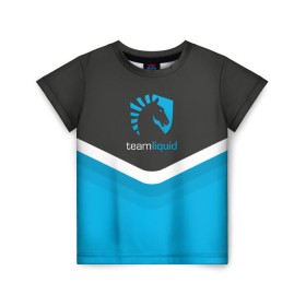 Детская футболка 3D с принтом Team Liquid Uniform в Тюмени, 100% гипоаллергенный полиэфир | прямой крой, круглый вырез горловины, длина до линии бедер, чуть спущенное плечо, ткань немного тянется | Тематика изображения на принте: dota | ggwp | glhf | team | team liquid | дота | игра | тим ликвид | униформа