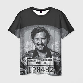 Мужская футболка 3D с принтом Pablo Escobar в Тюмени, 100% полиэфир | прямой крой, круглый вырез горловины, длина до линии бедер | Тематика изображения на принте: пабло | эскобар