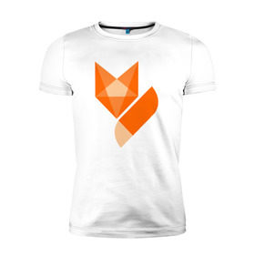 Мужская футболка премиум с принтом Лиса минимализм в Тюмени, 92% хлопок, 8% лайкра | приталенный силуэт, круглый вырез ворота, длина до линии бедра, короткий рукав | fox