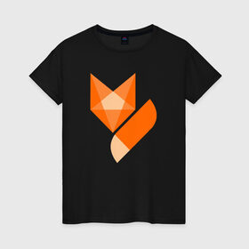 Женская футболка хлопок с принтом Лиса минимализм в Тюмени, 100% хлопок | прямой крой, круглый вырез горловины, длина до линии бедер, слегка спущенное плечо | fox