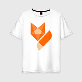 Женская футболка хлопок Oversize с принтом Лиса минимализм в Тюмени, 100% хлопок | свободный крой, круглый ворот, спущенный рукав, длина до линии бедер
 | fox