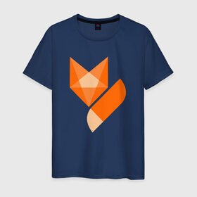Мужская футболка хлопок с принтом Лиса минимализм в Тюмени, 100% хлопок | прямой крой, круглый вырез горловины, длина до линии бедер, слегка спущенное плечо. | fox