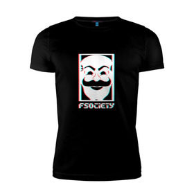 Мужская футболка премиум с принтом F society в Тюмени, 92% хлопок, 8% лайкра | приталенный силуэт, круглый вырез ворота, длина до линии бедра, короткий рукав | fsociety | mister | mr | robot | society | мистер | робот