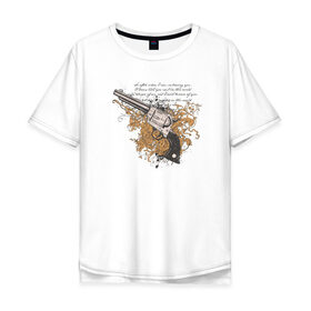 Мужская футболка хлопок Oversize с принтом Револьвер с узорами в Тюмени, 100% хлопок | свободный крой, круглый ворот, “спинка” длиннее передней части | абстракция | пистолет | револьвер | револьвер с узорами