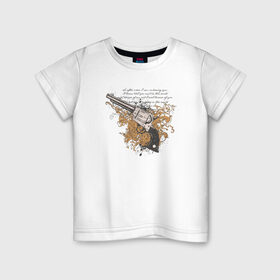 Детская футболка хлопок с принтом Револьвер с узорами в Тюмени, 100% хлопок | круглый вырез горловины, полуприлегающий силуэт, длина до линии бедер | абстракция | пистолет | револьвер | револьвер с узорами