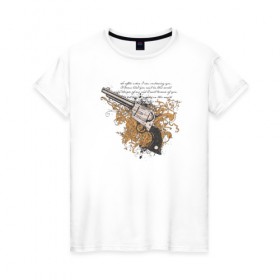 Женская футболка хлопок с принтом Револьвер с узорами в Тюмени, 100% хлопок | прямой крой, круглый вырез горловины, длина до линии бедер, слегка спущенное плечо | абстракция | пистолет | револьвер | револьвер с узорами