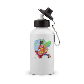 Бутылка спортивная с принтом СпайдерФеяМэн в Тюмени, металл | емкость — 500 мл, в комплекте две пластиковые крышки и карабин для крепления | Тематика изображения на принте: 
