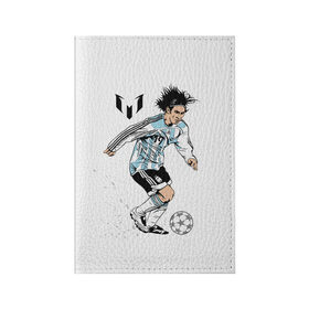 Обложка для паспорта матовая кожа с принтом Messi в Тюмени, натуральная матовая кожа | размер 19,3 х 13,7 см; прозрачные пластиковые крепления | barselona | messi | аргентина | барселона | испания | месси | мяч | футбол