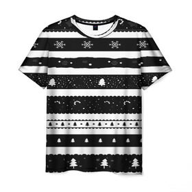 Мужская футболка 3D с принтом Рождество в Тюмени, 100% полиэфир | прямой крой, круглый вырез горловины, длина до линии бедер | вязаный | рождество | свитер | текстура