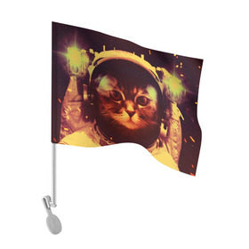 Флаг для автомобиля с принтом Кот космонавт в Тюмени, 100% полиэстер | Размер: 30*21 см | скафандр