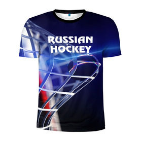 Мужская футболка 3D спортивная с принтом Русский хоккей в Тюмени, 100% полиэстер с улучшенными характеристиками | приталенный силуэт, круглая горловина, широкие плечи, сужается к линии бедра | hockey | red machine | красная машина | кхл | русский | сборная россии | хоккей | шайба
